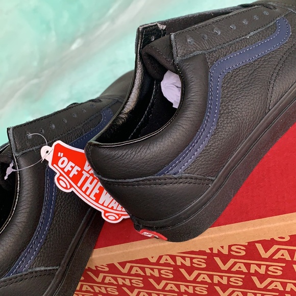 VANS OLD SKOOL LEATHER POP BLACK/DRESS BLUES WMNS - Picture 13 of 14